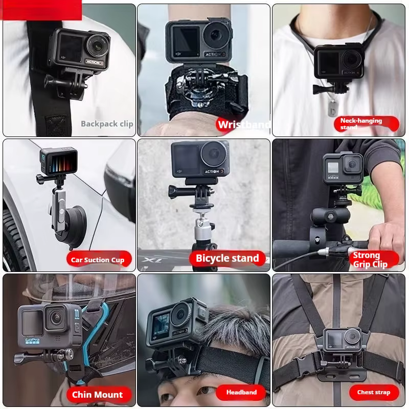 Kit d'accessoires pour DJI Osmo Nano : support de cou, perche à selfie, fixation poitrine/tête, accessoires de cyclisme, trépied pour caméra