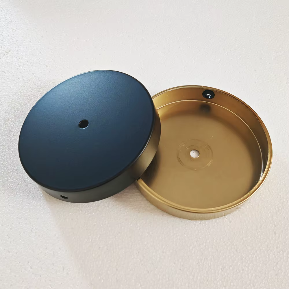 120mm ~300mm table floor lamp metal base with 10mm central hole and side hole fold edge inward 5mm for table lamp/floor lamp use