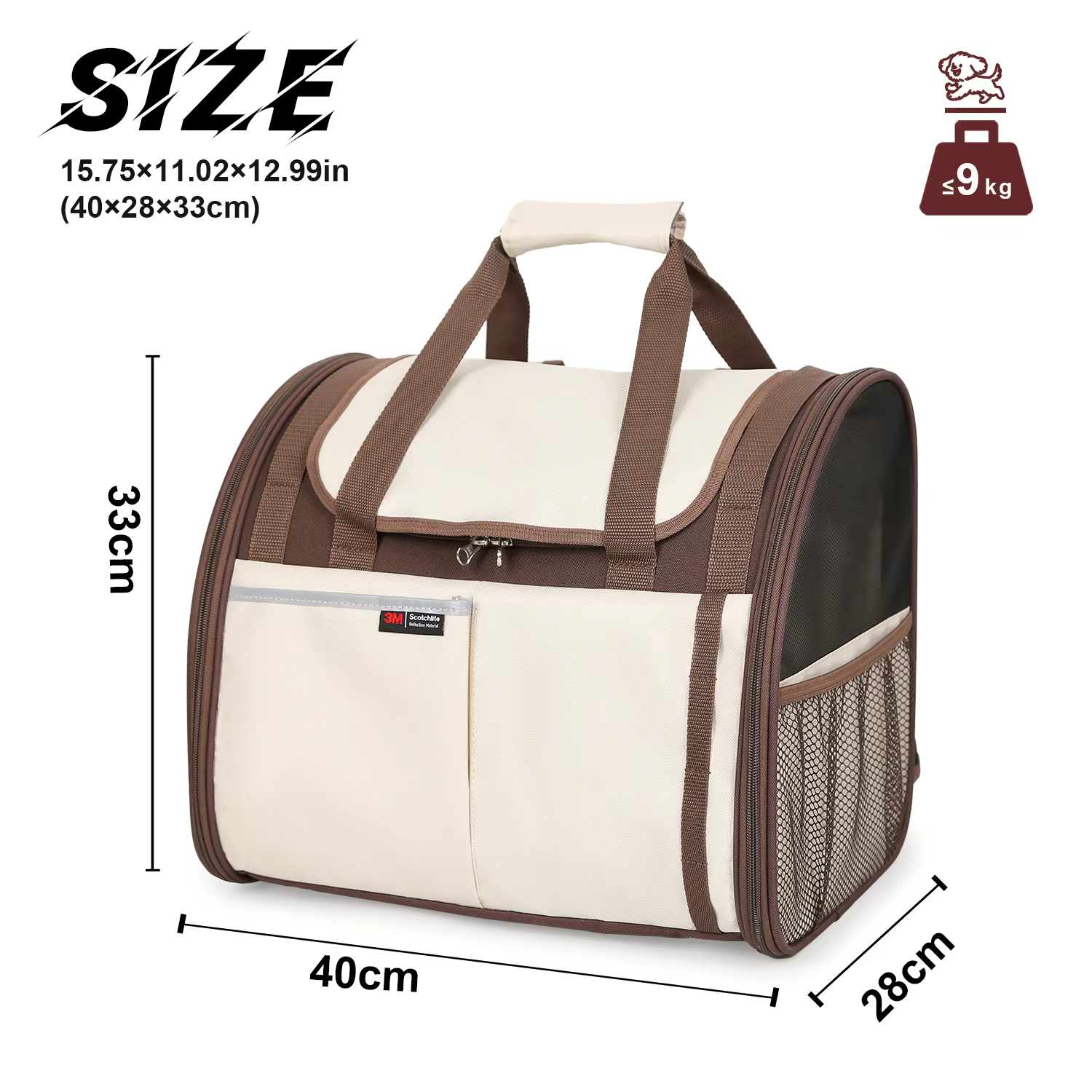 Grands sacs à dos de transport pour chiens, avec charge 9KG, sac de transport pour chiots et chats, pour voyage, Camping, randonnée
