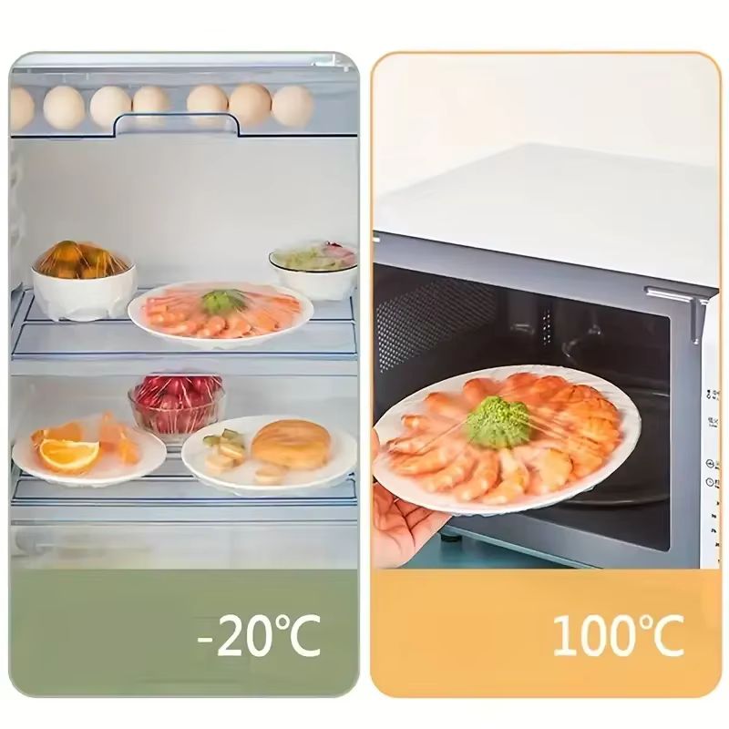 Couvercles alimentaires élastiques en plastique de qualité alimentaire, 100 pièces, sacs enveloppants pour réfrigérateur, sac de conservation des fruits et légumes frais