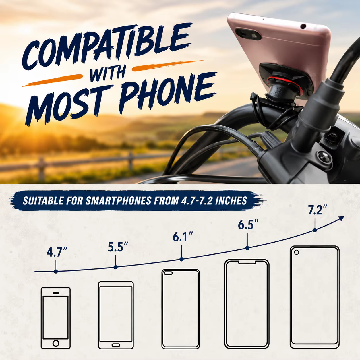 Support de téléphone réglable pour moto