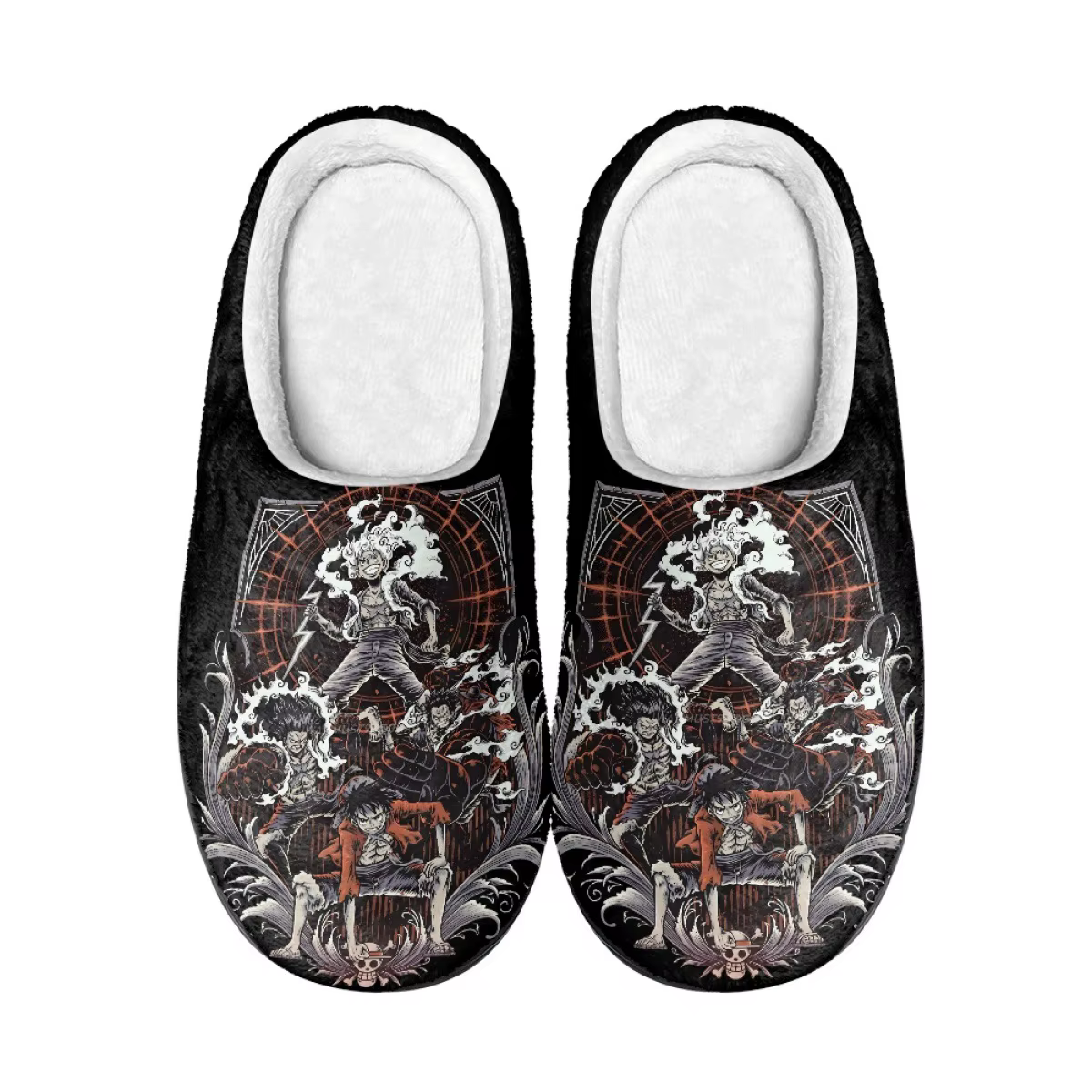 Anime une pièce en peluche pantoufles Luffy Shanks hiver flou chaud coton chaussures mignon Cosplay hommes maison intérieure antidérapant pantoufle cadeaux