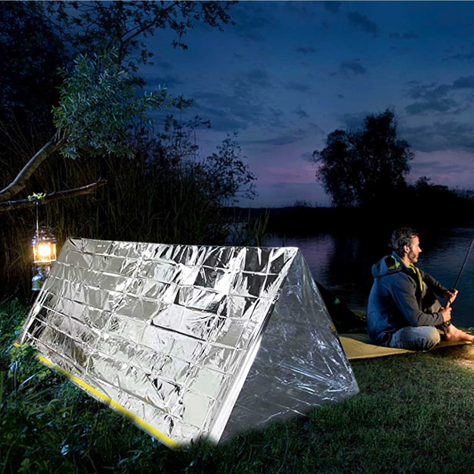 Tente de premiers secours portable pour 2 personnes – Abri d'urgence imperméable et coupe-vent avec couverture en Mylar – Idéal pour le camping