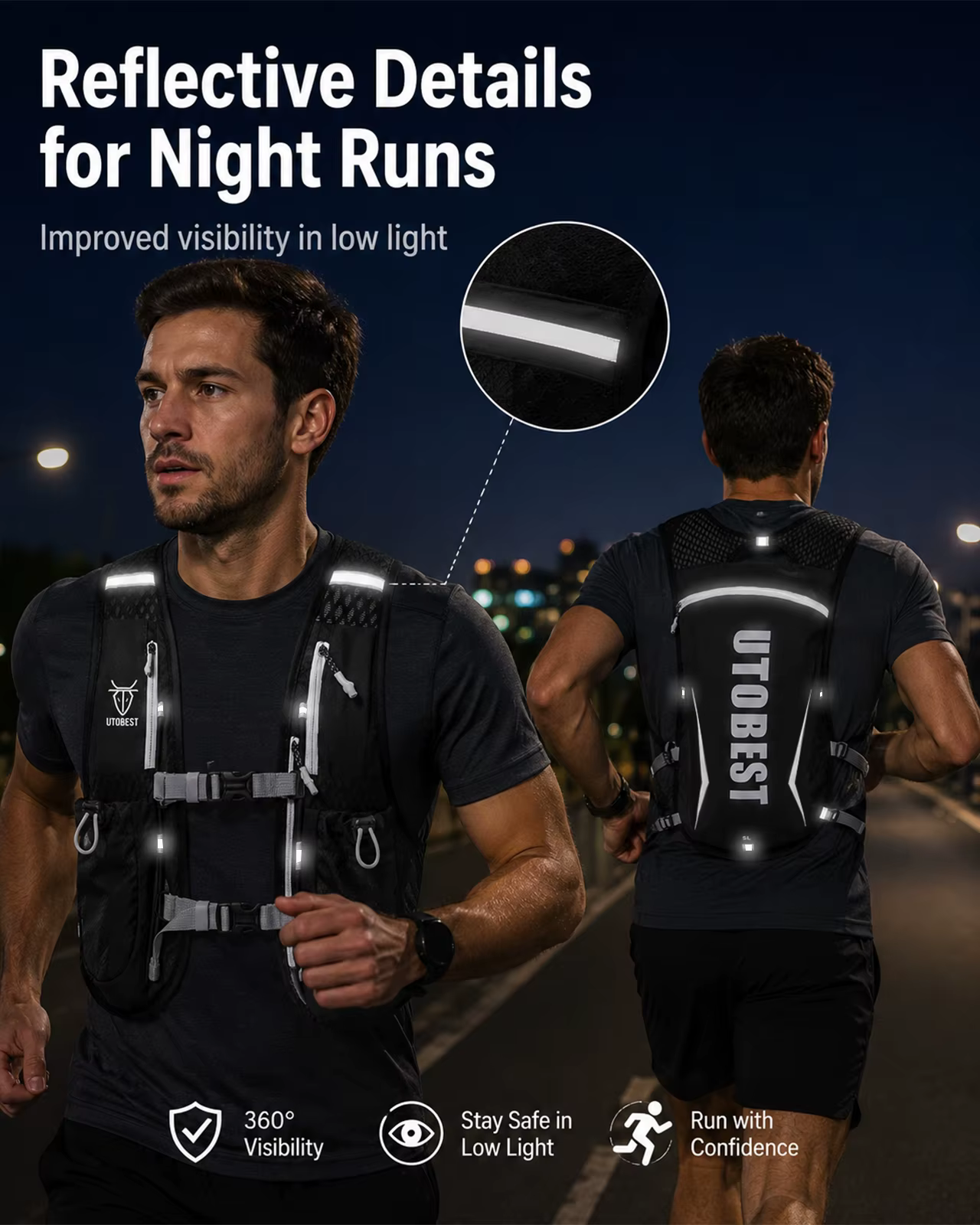 Sac à dos de course sur sentier avec glaçage d'hydratation ultra léger