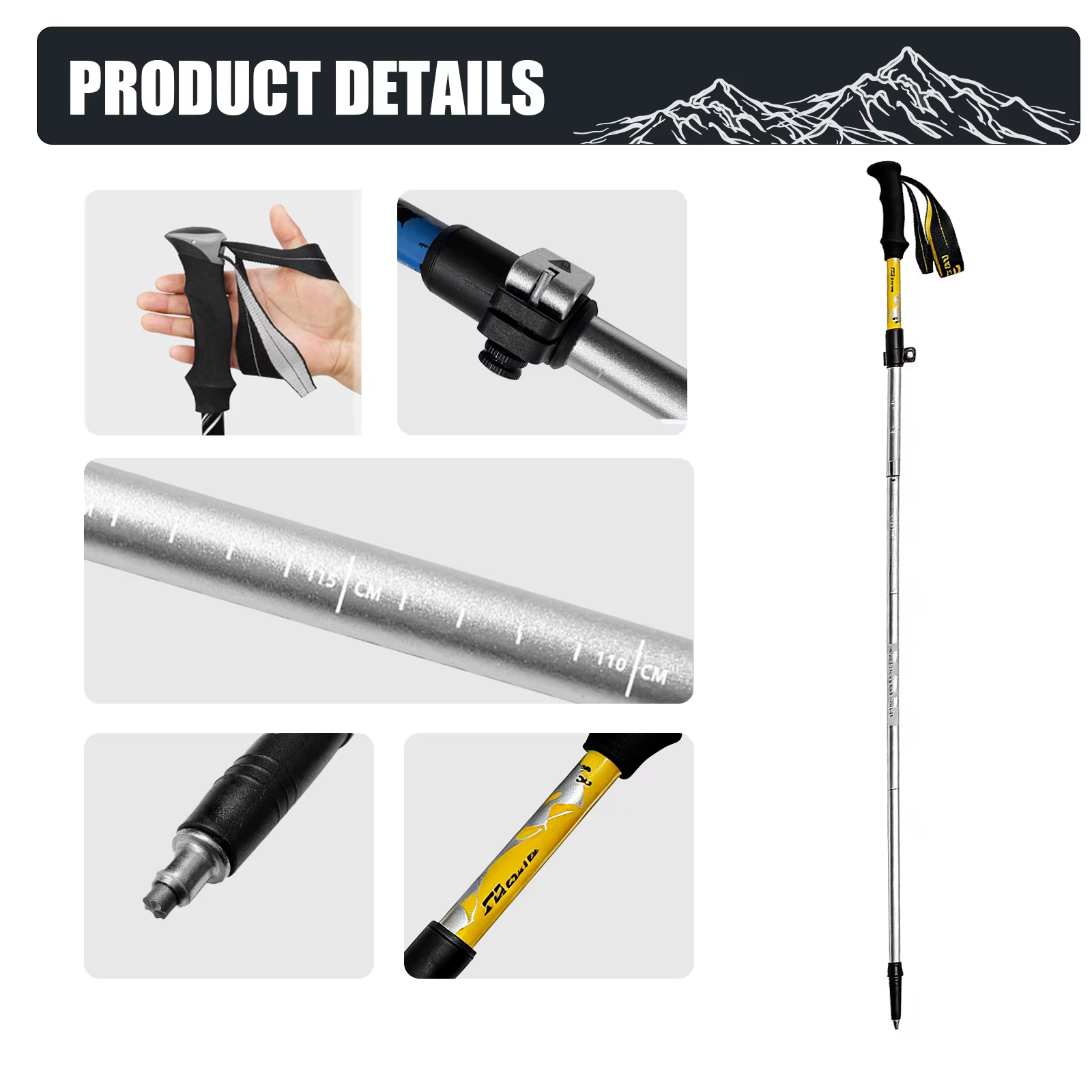 Bâton de randonnée pliable ultraléger 1 pièce