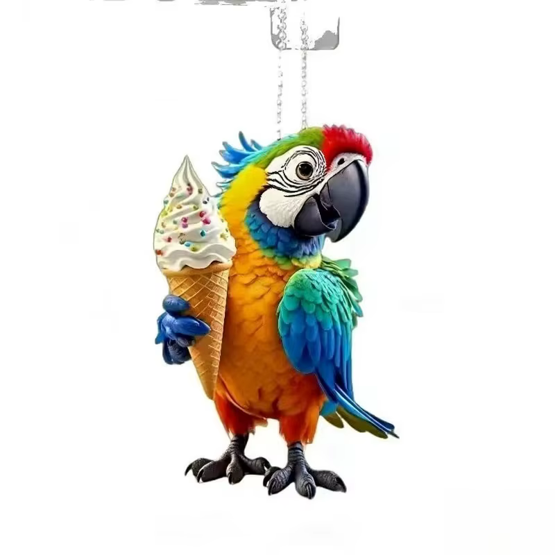 Nouveau charmant acrylique 2D plat Pigeon perroquet oiseau voiture rétroviseur sac à dos porte-clés pendentif drôle Animal bijoux accessoire