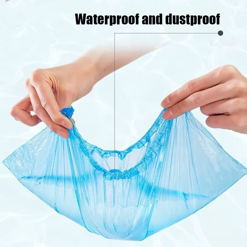 100 pièces couvre-bottes imperméables portables en plastique antidérapant couvre-chaussures jetables