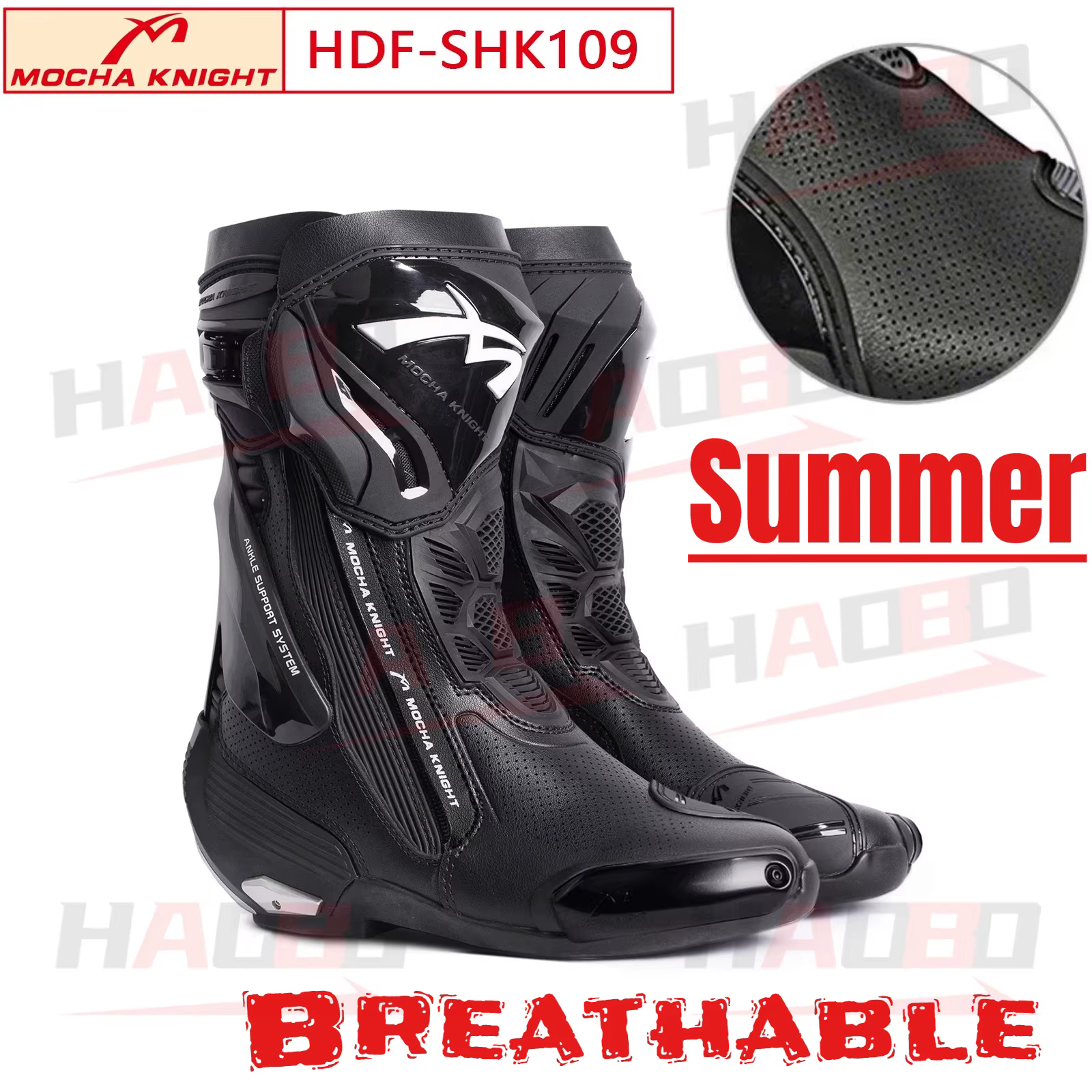 Bottes de course pour moto MOCHA SH109, perforées, respirantes, professionnelles, pour motocross, bottes de moto Knight, certifiées CE
