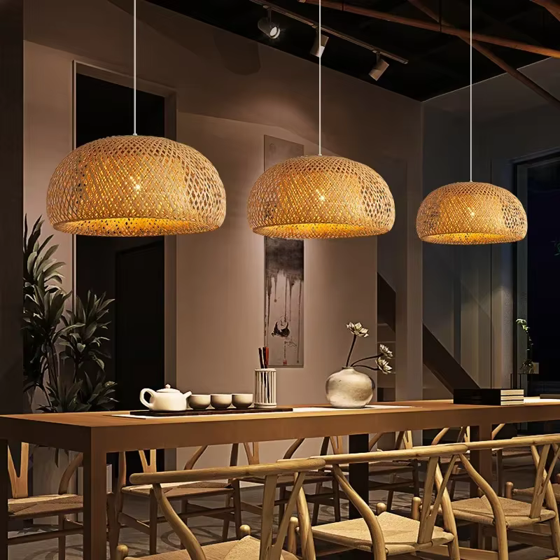 Lampe Suspendue en Bambou Style Chinois, 30cm, Luminaire Décoratif d'Nik, Idéal pour un Restaurant