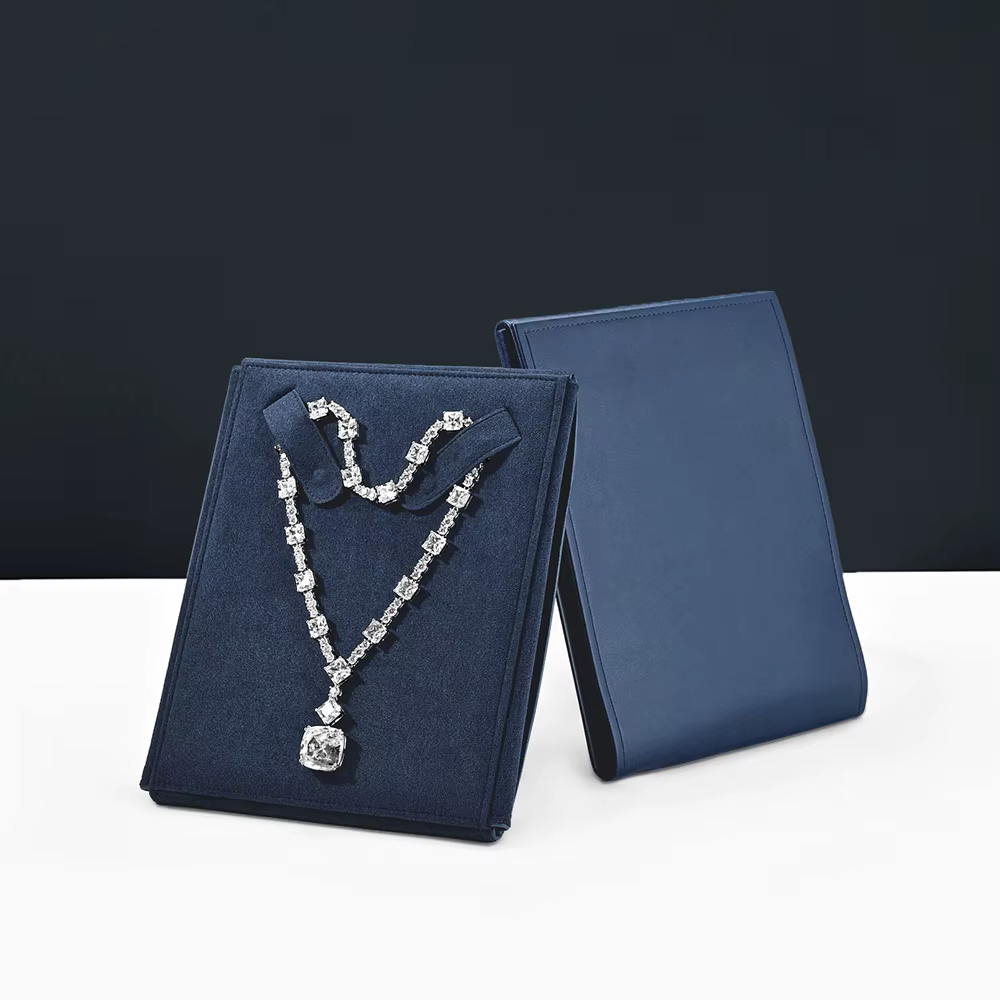 Ciyye PU cuir bleu collier sac bijoux sac de rangement collier de mariage bijoux cadeau sac collier boîte-cadeau bijoux stockage accessoires