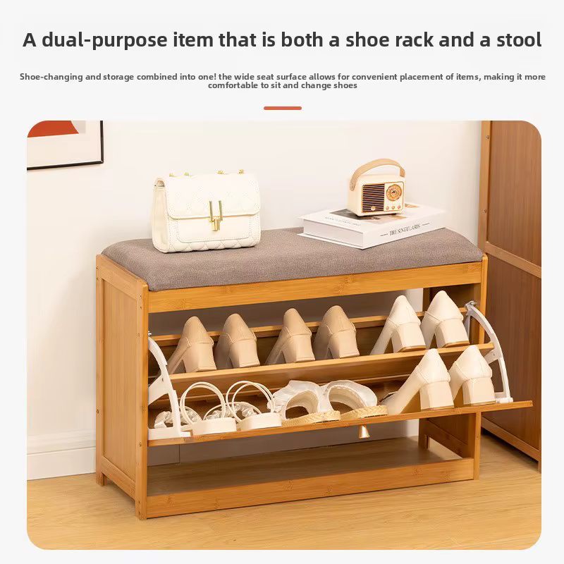 Meuble à chaussures ultra-fin avec tabouret intégré pour entrée et couloir, rangement multi-niveaux, étagères à chaussures