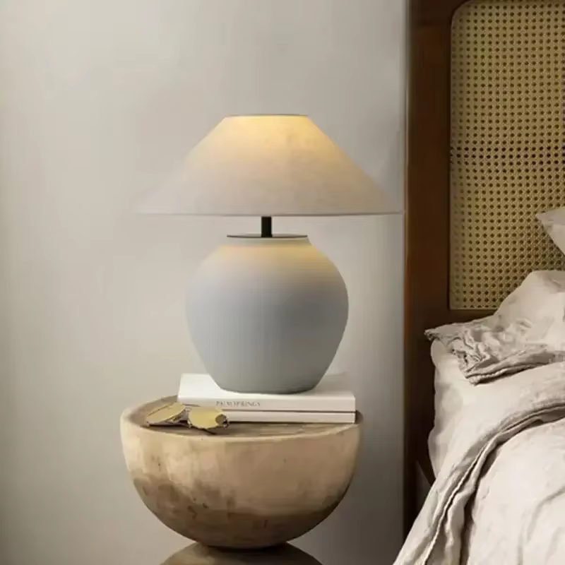 Lampe de table en céramique bleue vintage, grandes lampes de table en porcelaine pour villa, salon, maison, chambre à coucher de luxe, éclairage de chevet
