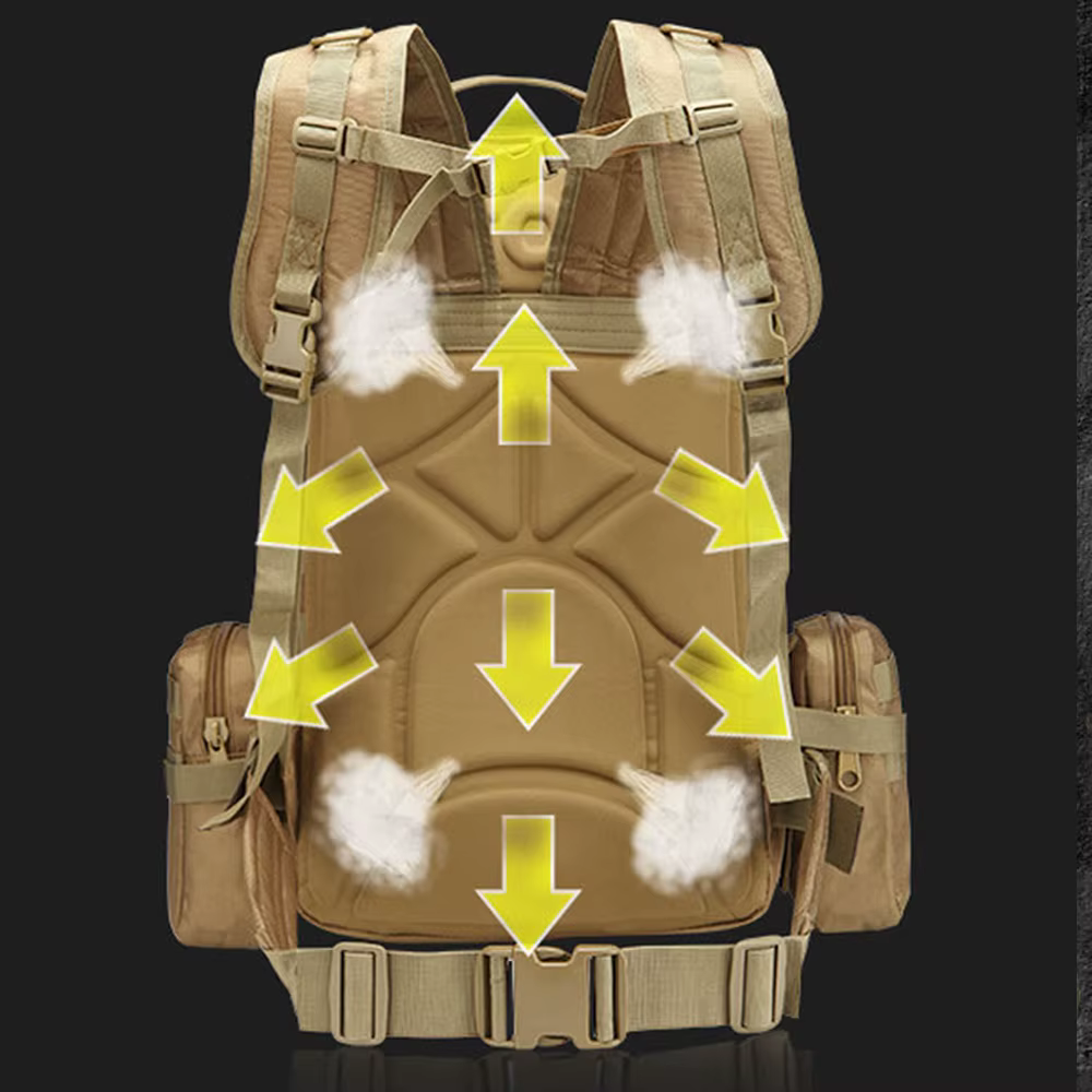 Sac à dos de sport Molle 4 en 1 pour homme, sac à dos de camping, escalade en plein air, randonnée, 50l