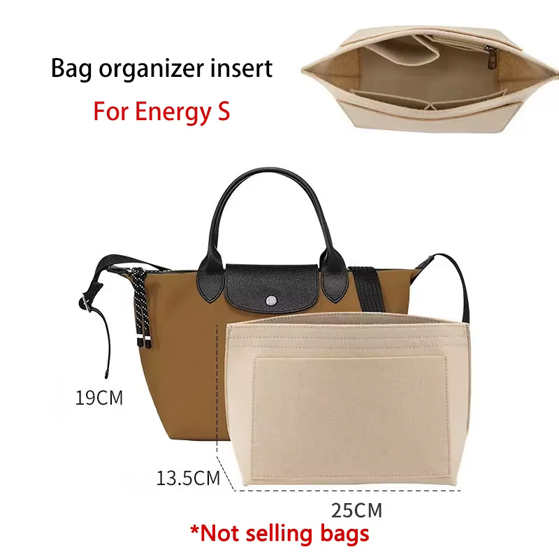 Organisateur de sac en feutre pour sac à main Longchamp Energy Mini S L, insert de rangement tridimensionnel pour sac, accessoire de rangement soigné