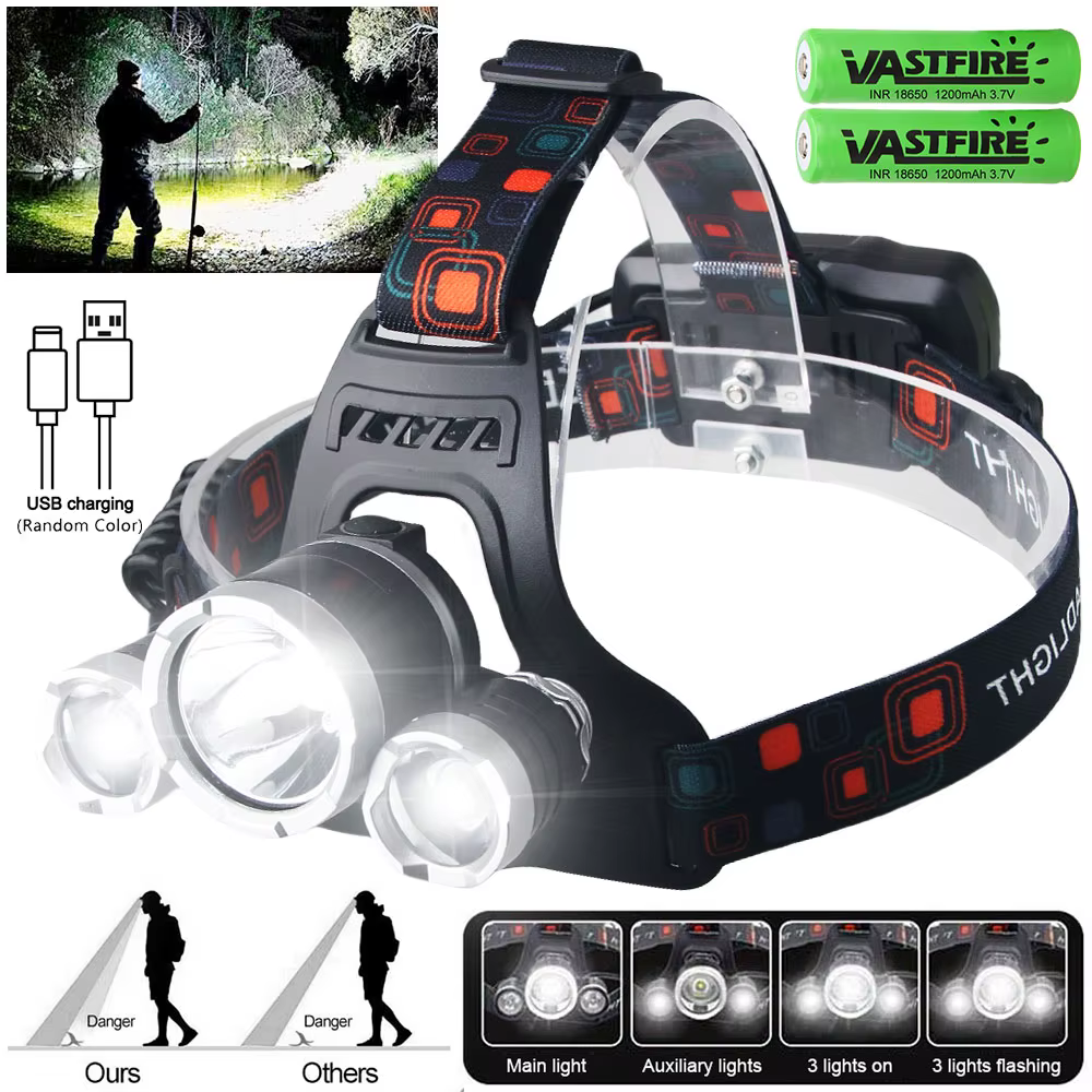 Lampe frontale Led rouge/vert/blanc/violet
