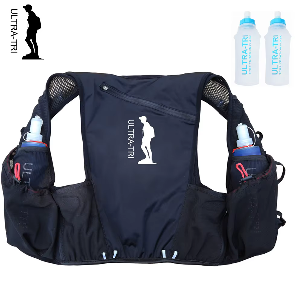 ULTRA-TRI Hydration Trail Running Sac à dos noir 10L avec 2 flacons souples