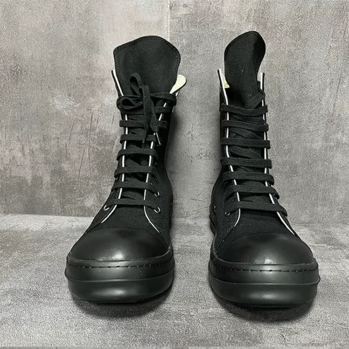 Ro bottes classiques hommes chaussure femmes Sneaker pleine toile noire chaussures hautes espadrilles décontractées fermeture éclair à lacets bottine de luxe