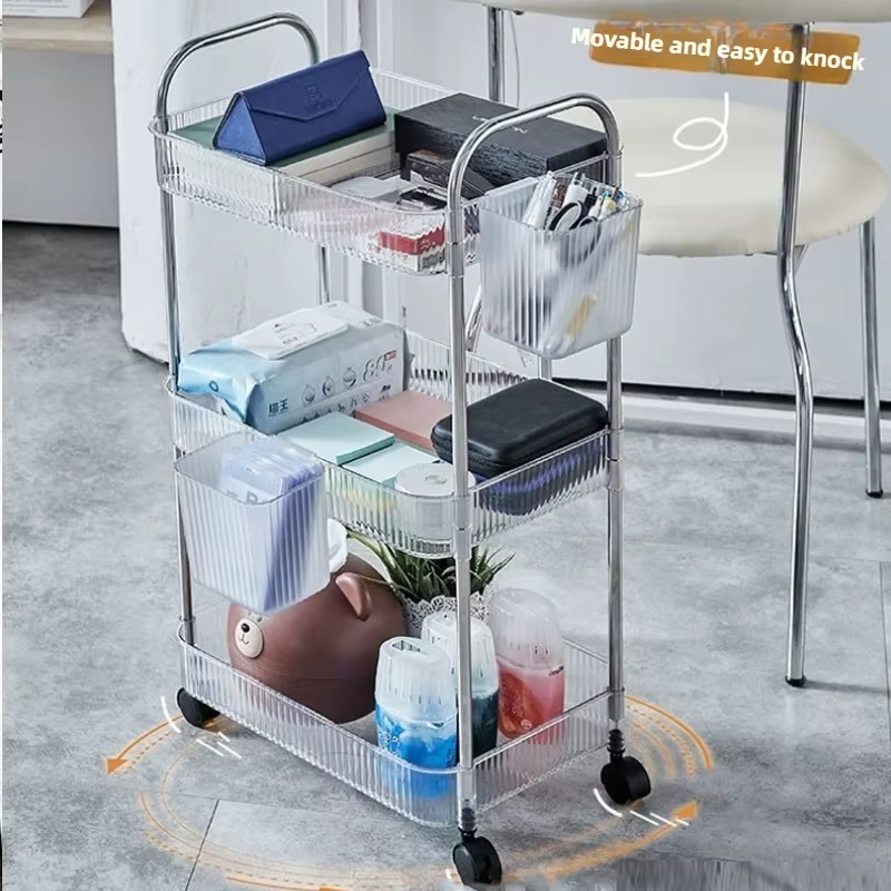 Étagère Mobile avec roue, support de rangement, chariot roulant en acrylique Transparent, chariot de maison pour collation, organisateur d'articles cosmétiques divers