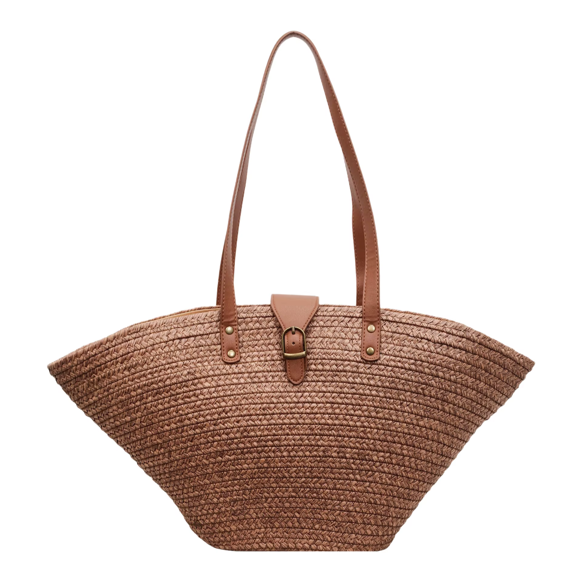 Sac à bandoulière en paille tressée grande capacité pour femme, style panier, fait main, nouvelle collection printemps-été 2026, idéal pour les vacances à la plage
