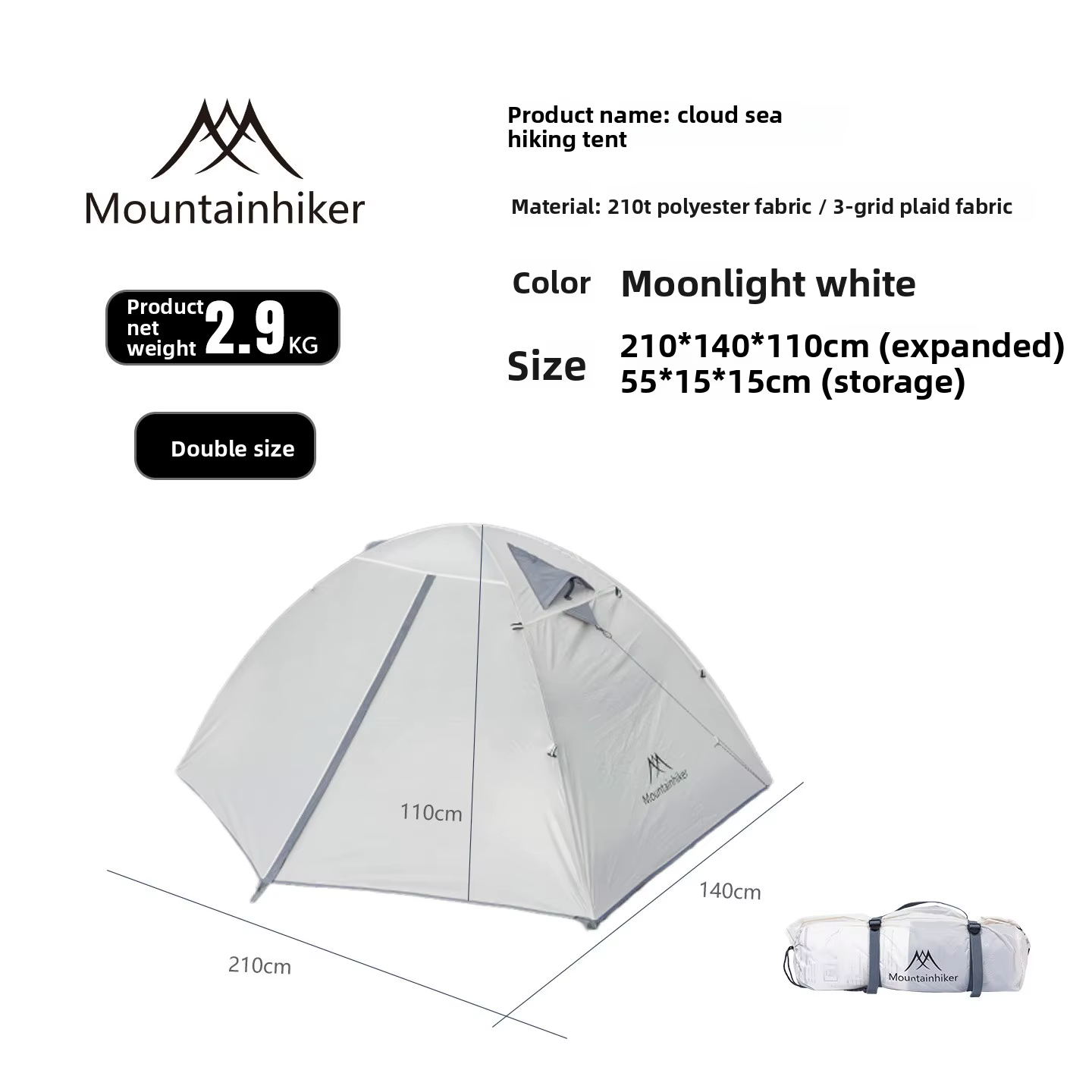Tente de camping et de randonnée MOUNTAINHIKER 2026 pour 2-3 personnes