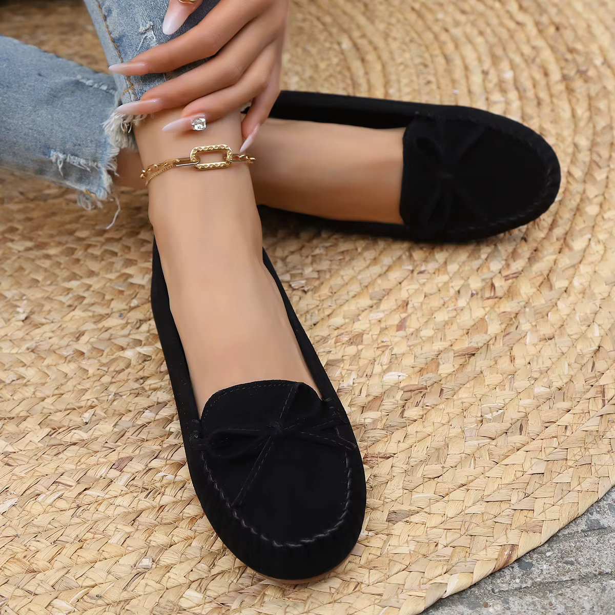 Printemps et automne élégant bout rond Sexy talon bas chaussures décontractées à la mode meilleure vente nouvelles