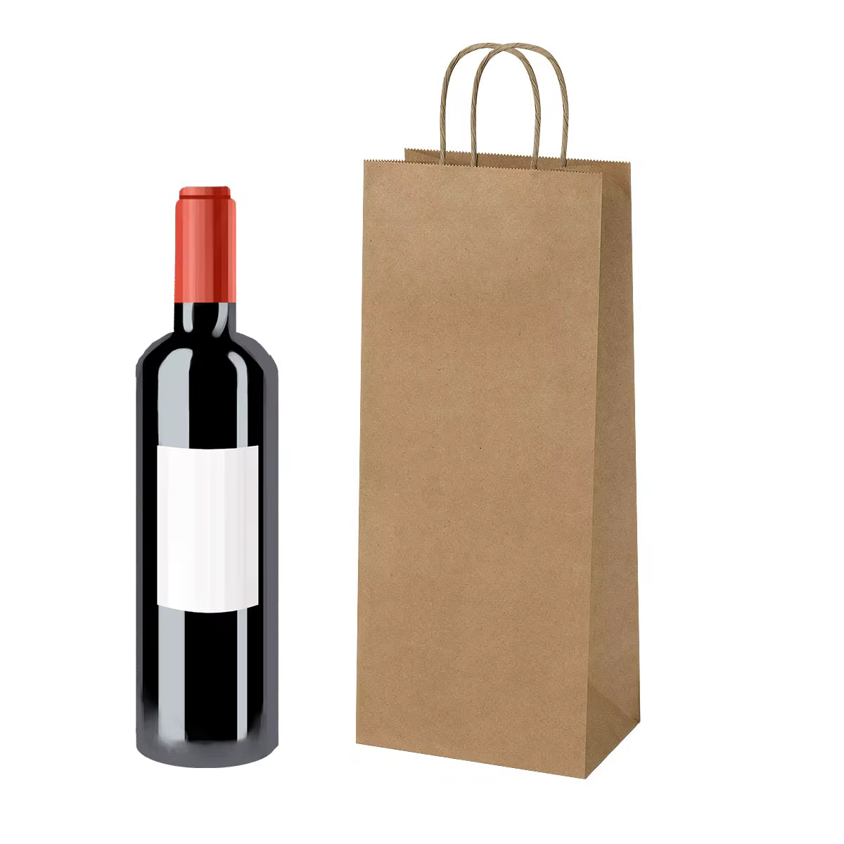 Sacs à vin en papier kraft avec poignées, 10/20 sacs cadeaux pour bouteille unique pour Noël, mariage, sacs de cadeaux pour fêtes