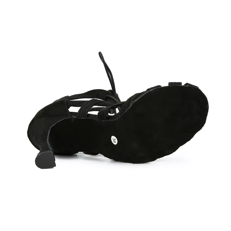 ailove chaussures de danse latine à talons hauts à la mode en daim noir, bottes de danse jazz, chaussures de danse à bout ouvert à semelles en daim pour femmes