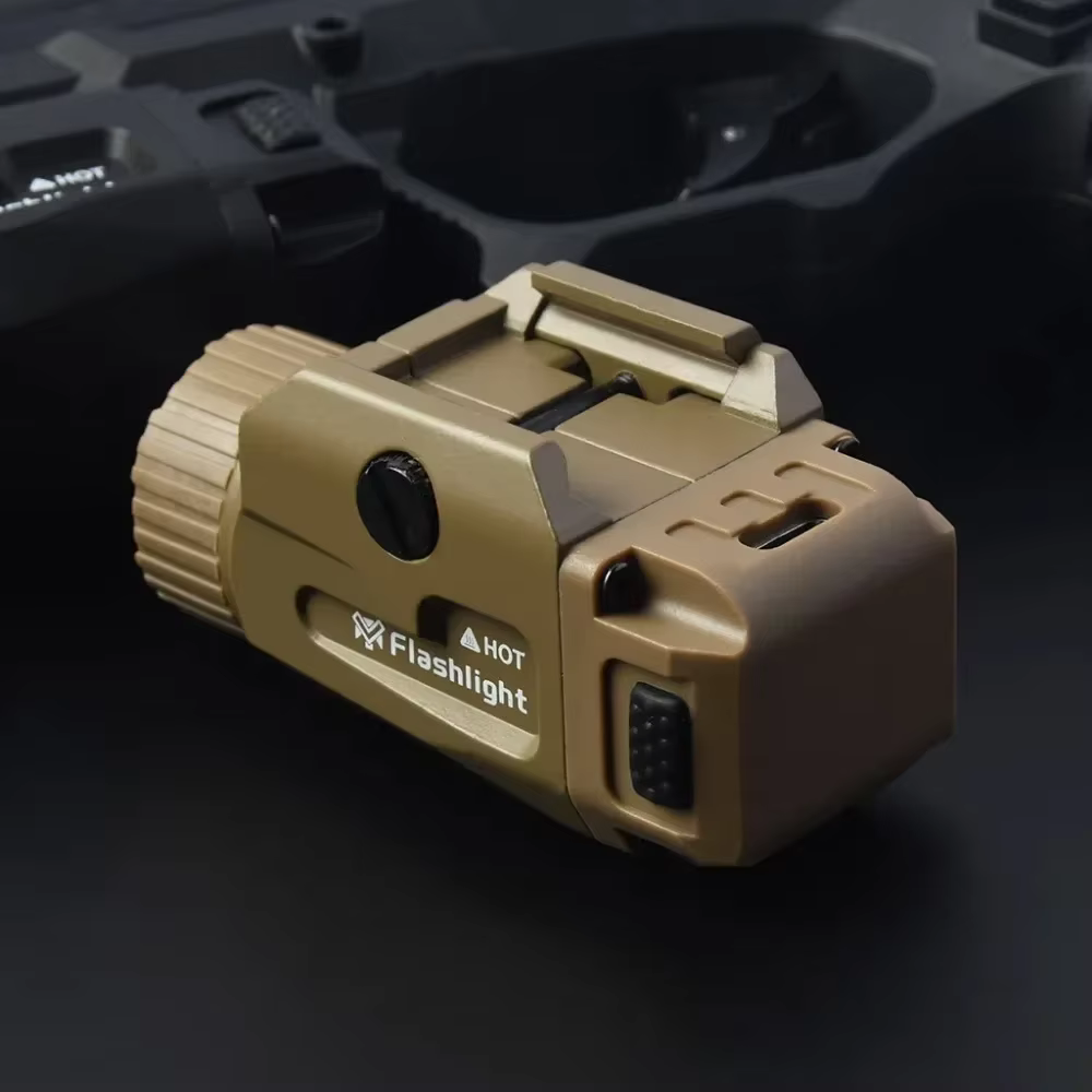 TINSOL 800LM Lampe tactique puissante 4 modes Rechargeable par USB Démontage rapide Pistolet de poing Tir en plein air Montage sur rail Picatinny