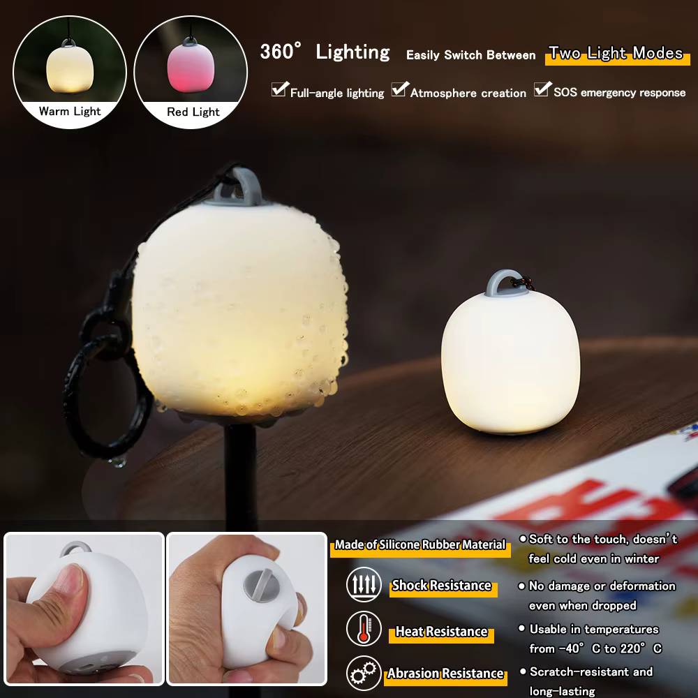 Soomloom Lanterne de camping LED rechargeable Lampe à presser en forme d'œuf mignon