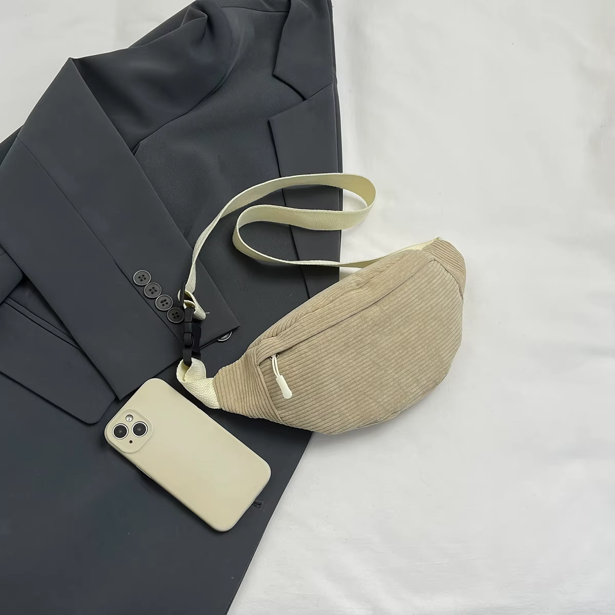 Sacs de ceinture en velours côtelé décontractés pour femmes, sac banane à la mode, sac de taille banane, sac à main de hanche, sac à bandoulière de poitrine, poche
