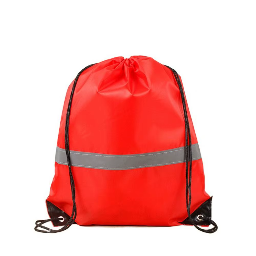 Sac à dos de sport à cordon de serrage avec bande réfléchissante