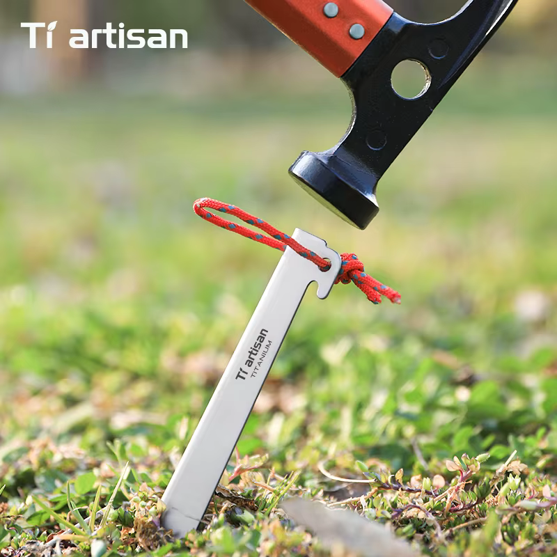 Tiartisan 6 pièces piquets de tente en forme de V en alliage de titane Camping en plein air clous de fixation robustes