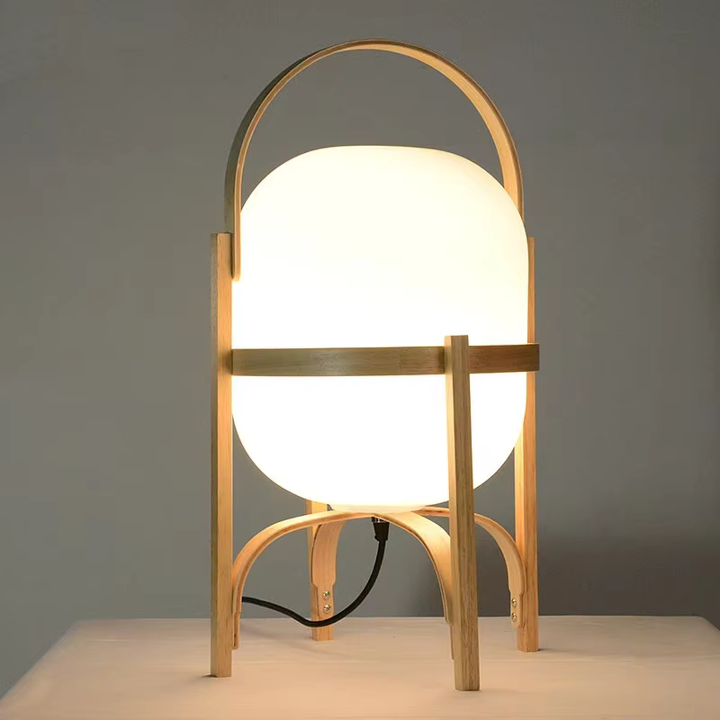 Lampe sur pied en bois E27, éclairage de table moderne et simple pour salon, bureau, chambre à coucher, lampe de table en bois portable, décoration de chambre