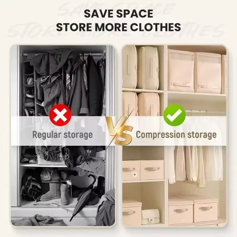Sac de rangement auto-compresseur robuste – Organisateur portable pour vêtements