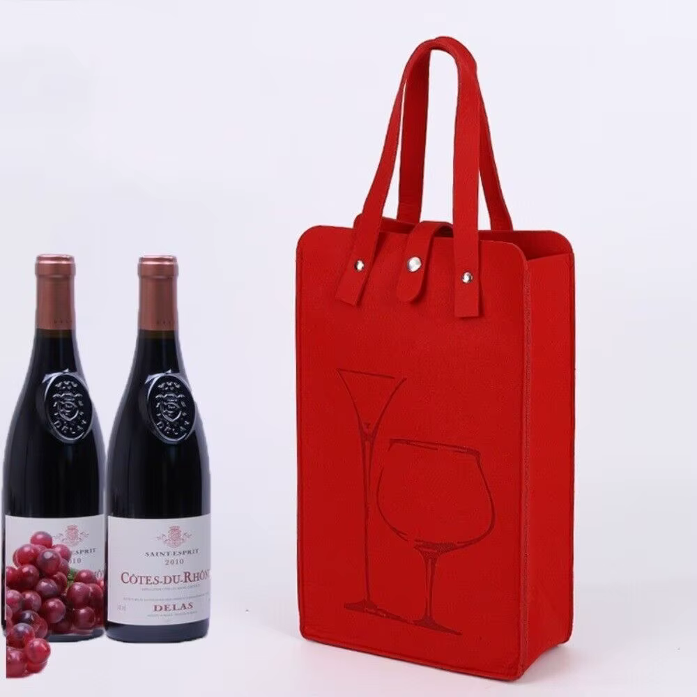 Sac à vin rouge en feutre portable