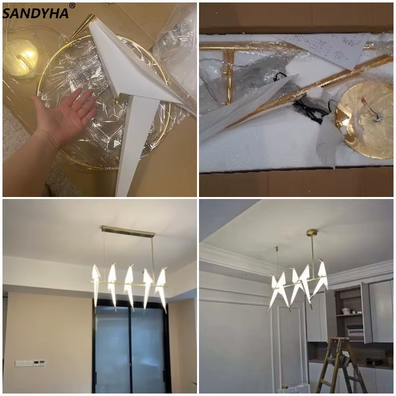 SANDYHA Lustre moderne en forme de Cage à oiseaux pour chambre à coucher, salon, salle à manger, Restaurant, luminaires suspendus, luminaires de décoration pour la maison