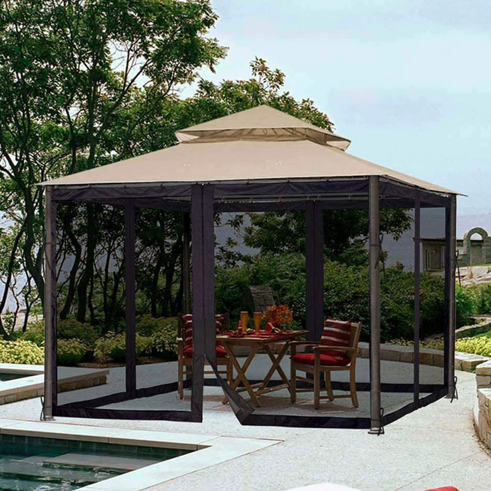 Jardin Patio parapluie tente Camping en plein air moustiquaire maille romain