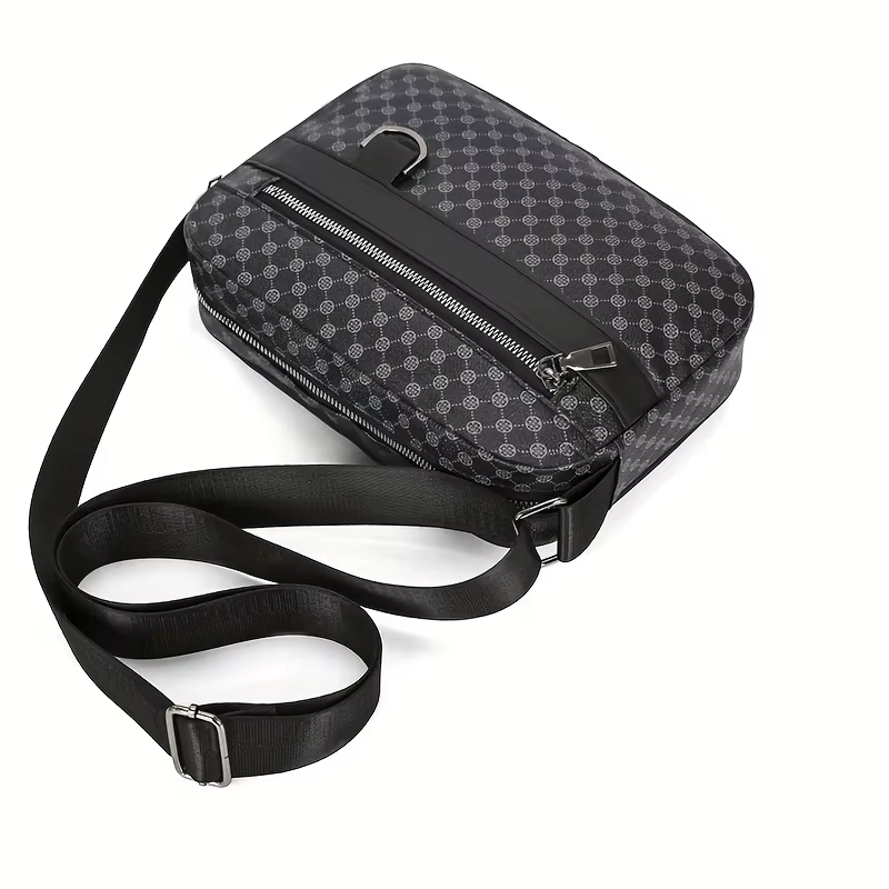 Sac à bandoulière décontracté de grande capacité, sac à bandoulière pour homme avec imprimé monogramme pour les trajets quotidiens et les sorties du week-end