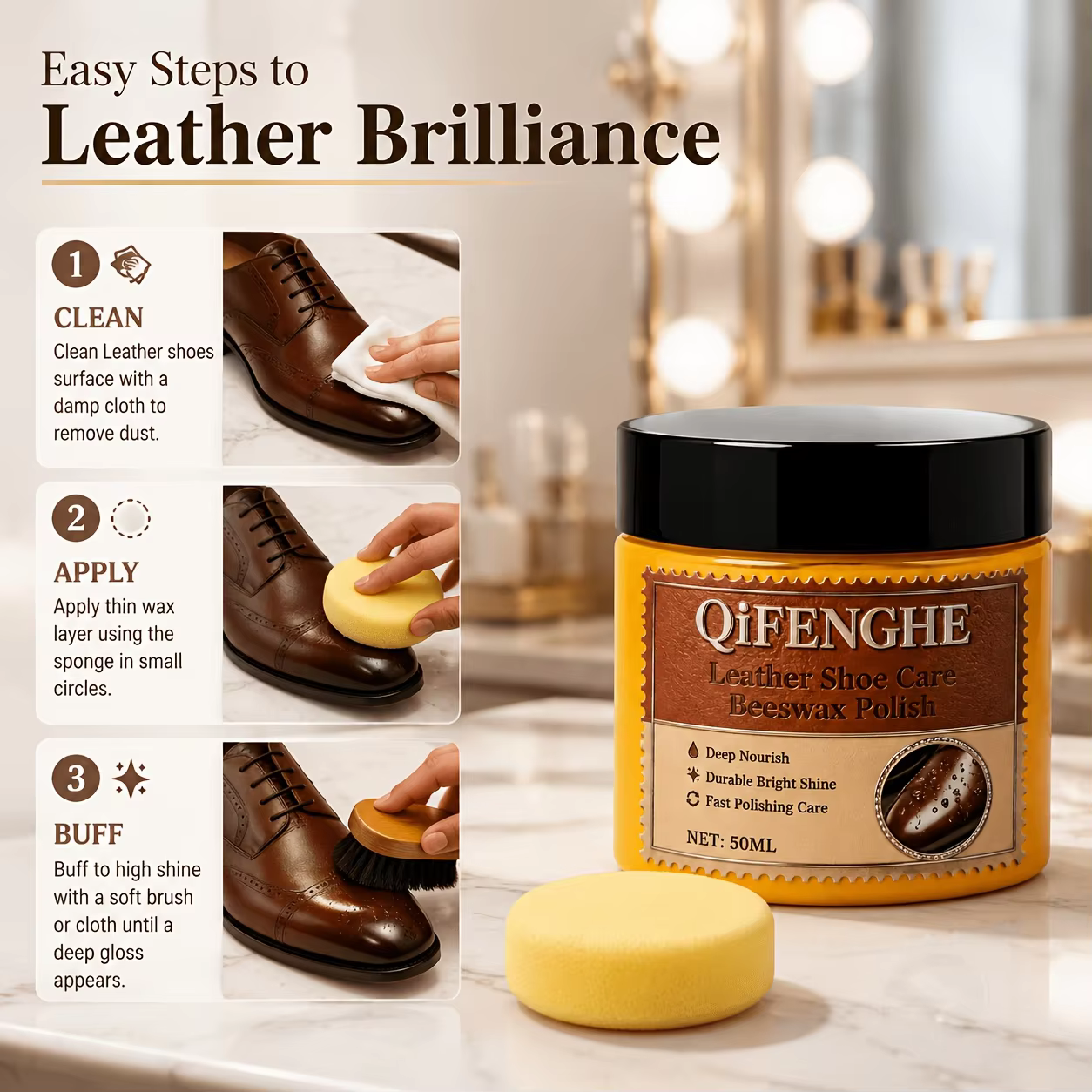Crème de cire d'abeille pour l'entretien des chaussures en cuir