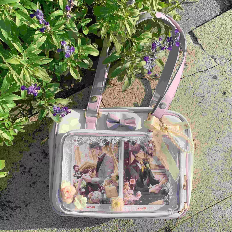 Y2K mignon nœud Ita sac fille Transparent sac de messager femmes mode épaule sac à bandoulière Ladys bricolage Badge sac fourre-tout Lolita sac à main