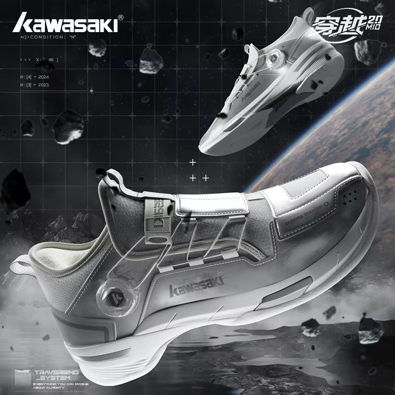 Kawasaki CROSS SPACE MID 2.0 chaussures de Badminton amélioré absorbant les chocs bouton automatique chaussures de Sport professionnelles hommes 2024 nouveau