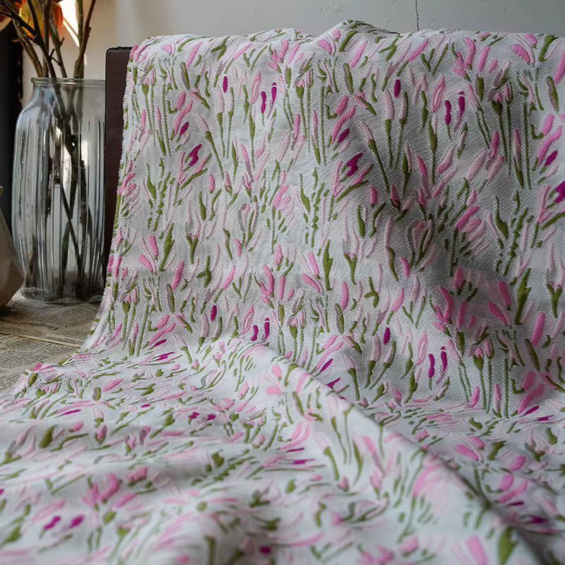 Tissu Jacquard en relief rose Pastel pour femmes