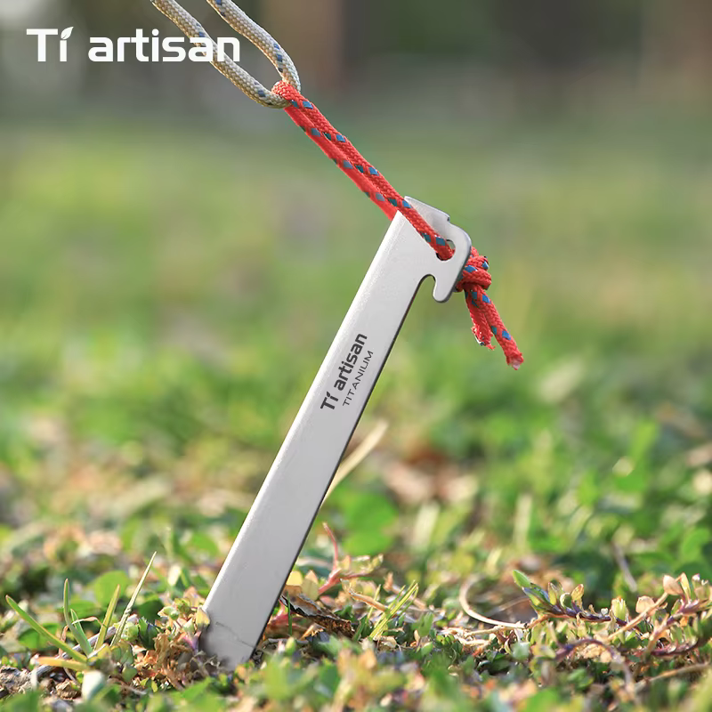Tiartisan 6 pièces piquets de tente en forme de V en alliage de titane Camping en plein air clous de fixation robustes