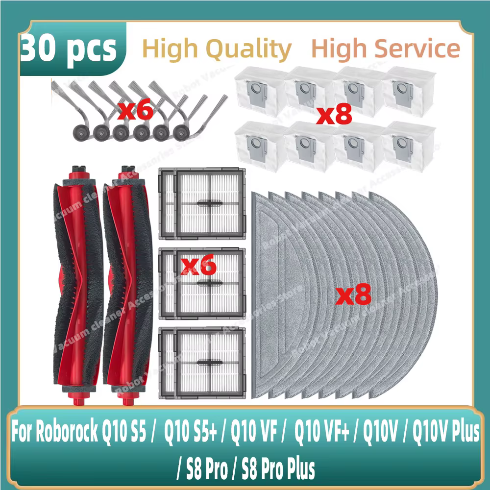 Convient pour (Roborock Q10 S5 / Q10 S5 + / Q10 VF / Q10 VF + / Q10V / Q10V Plus / S8 Pro / S8 Pro Plus) pièces accessoires