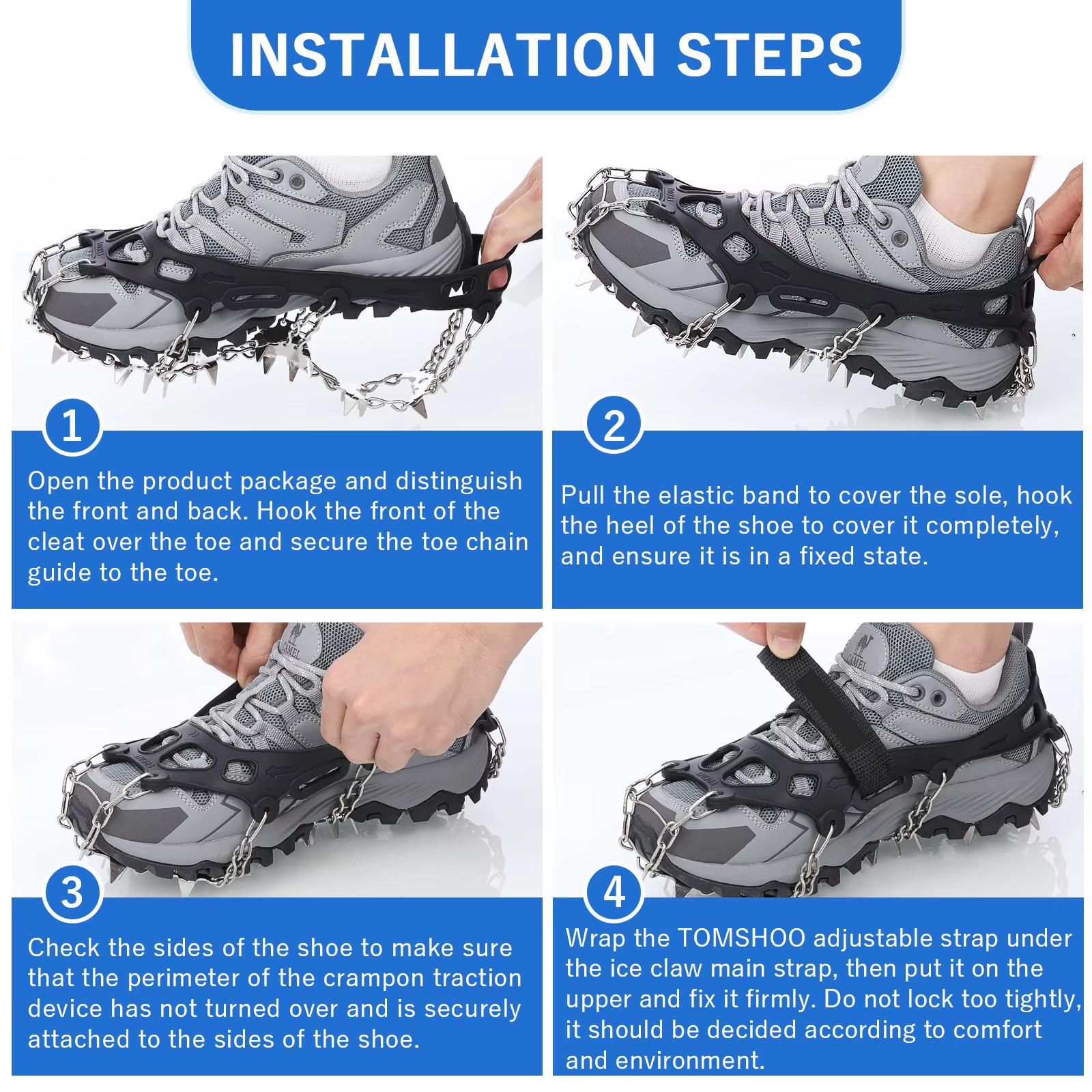 Tomshoo-32 Dents Ice Gripper Spike pour Chaussures