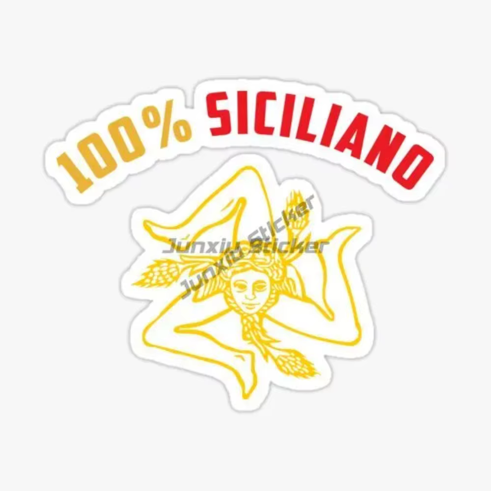 Autocollant PVC drapeau de Sicile Italie pour ordinateur portable, fenêtre, voiture, camion, table, vélo, moto, casque tout-terrain, camping-car