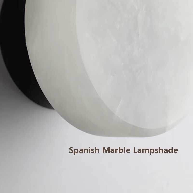 Lampe murale en marbre naturel espagnol, pour mur de fond TV, entièrement en cuivre, lumière de luxe créative, art créatif, lampe de chevet pour chambre d'hôtel.