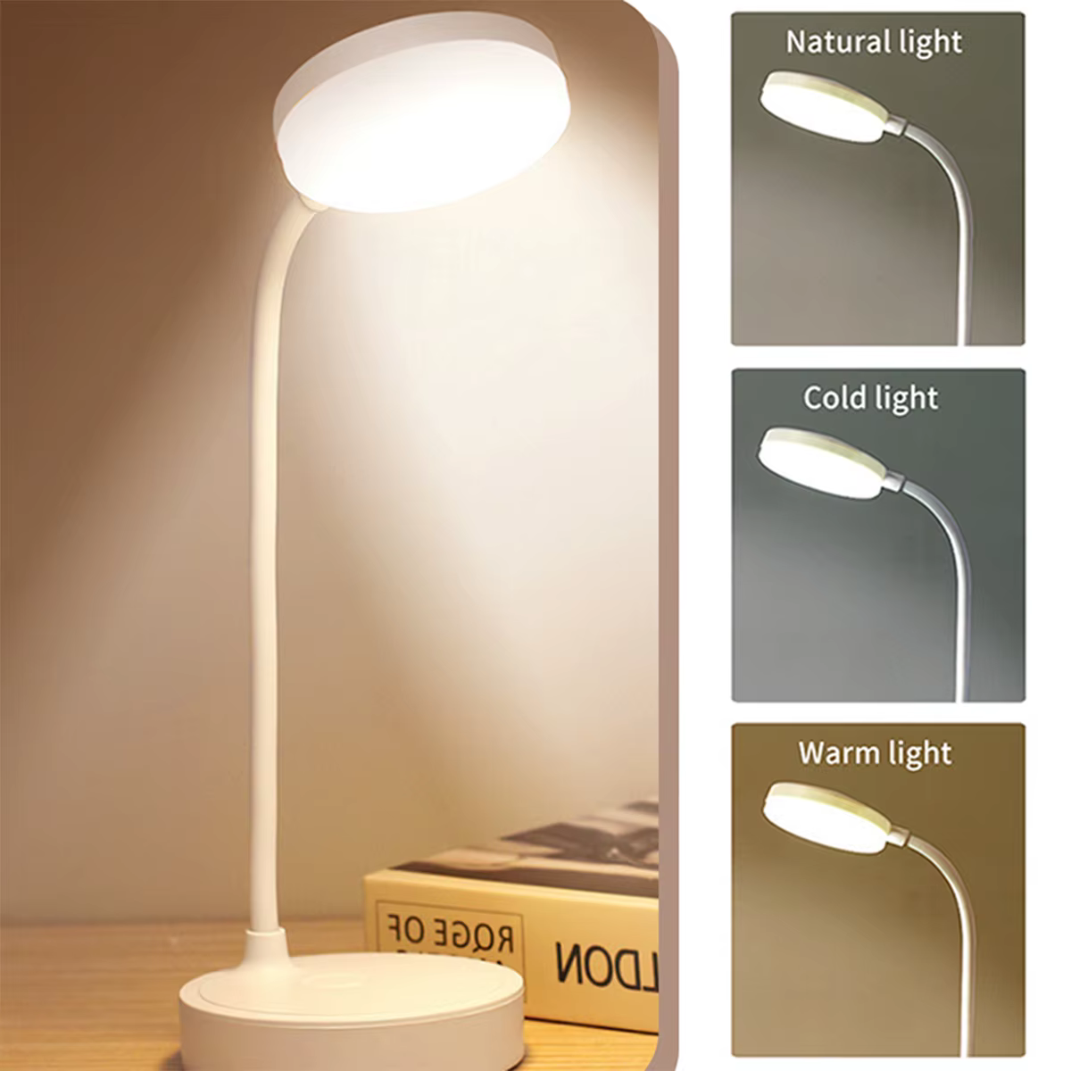 Lampe de bureau LED Portable prise USB alimentée par batterie Support