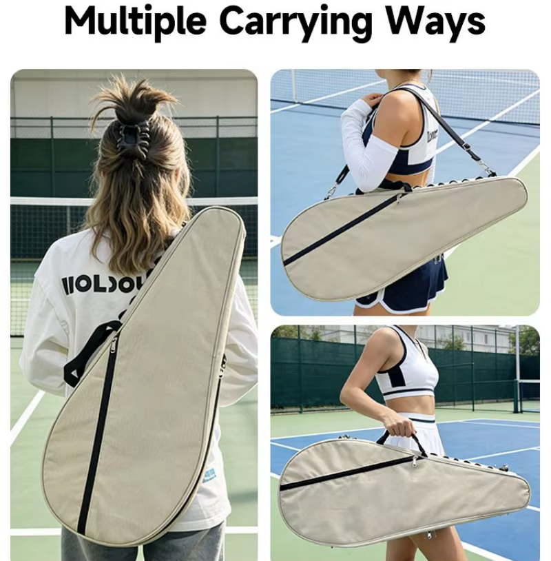 Housse de raquette de tennis pouvant contenir 1 à 2 raquettes, sac de tennis de grande capacité, imperméable, durable, sac à bandoulière de sport avec sac à balles