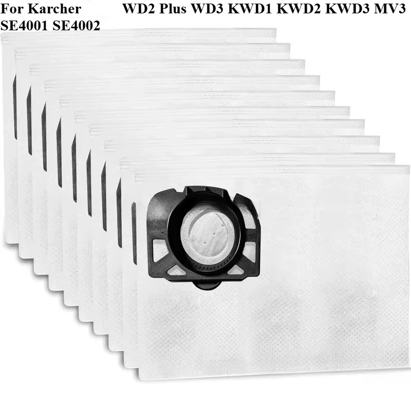 Sacs à poussière pour aspirateur Karcher WD2 Plus WD3 KWD1 KWD2 KWD3 MV3 SE4001 SE4002, 10 pièces, pour aspirateur sec et humide